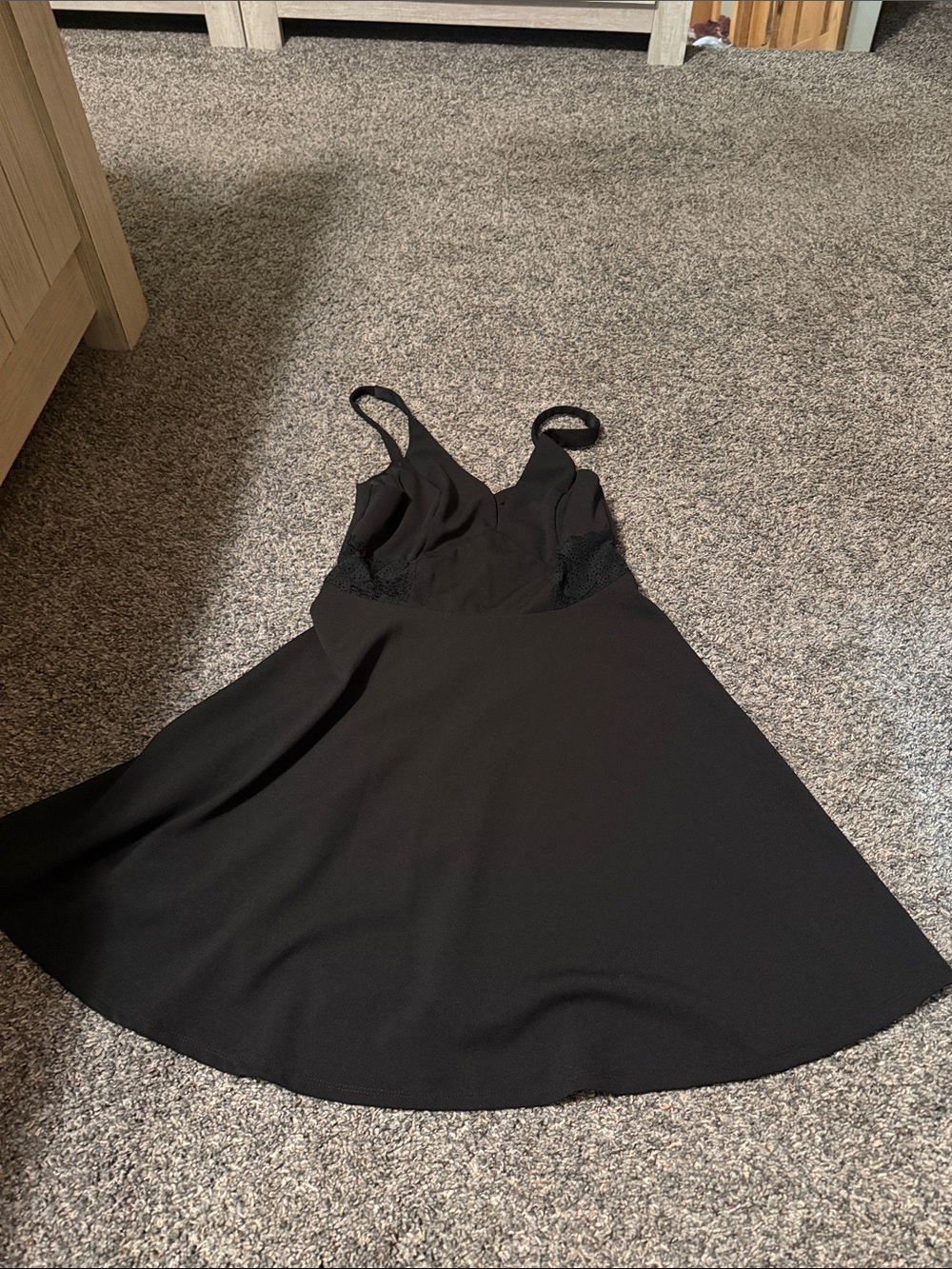 City Studio Black Mini Dress with Lace Insets